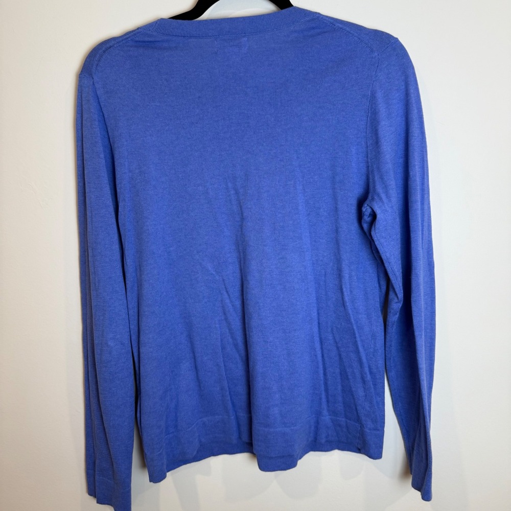 J.Crew Teddie Crewneck Sweater Womens Medium Blue Cotton Long Sleeve Casual - Picture 2 of 5